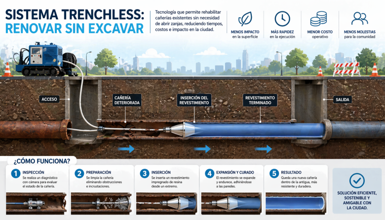 Ciudad de Mendoza y Aysam incorporan nueva tecnología para reparar la red cloacal
